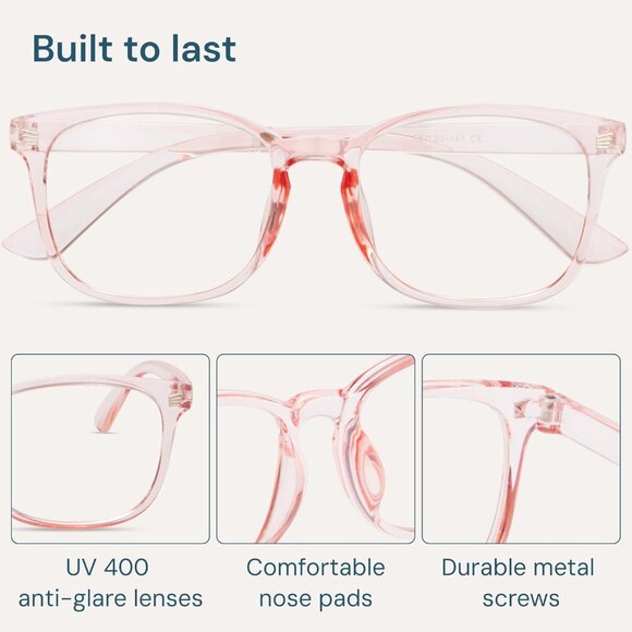 ⚡Men Black & Transparent Pink Blue Light Blocking Anti UV Ray Computer Glasses - Picture 6 of 7